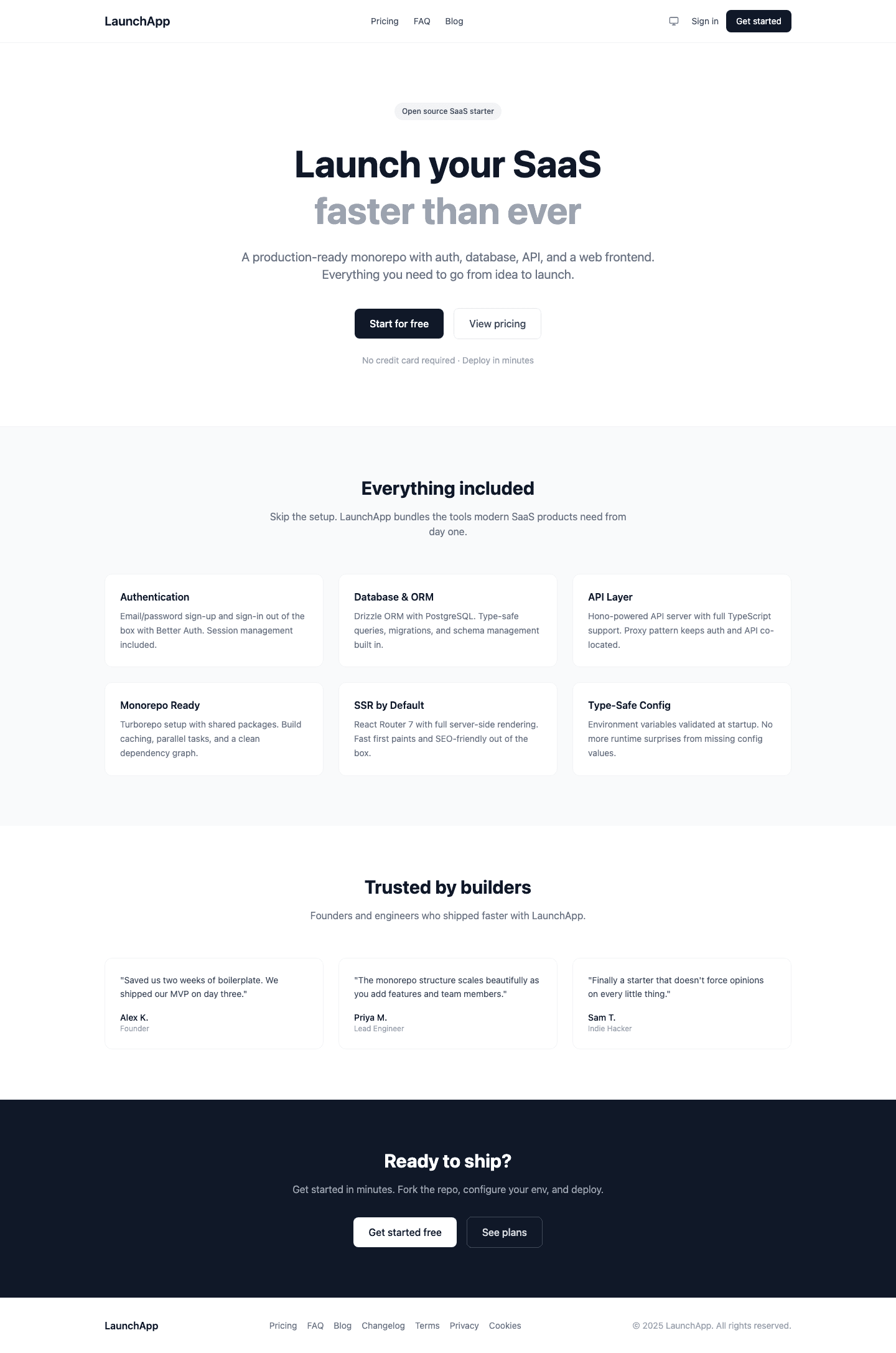 React Router template landing page