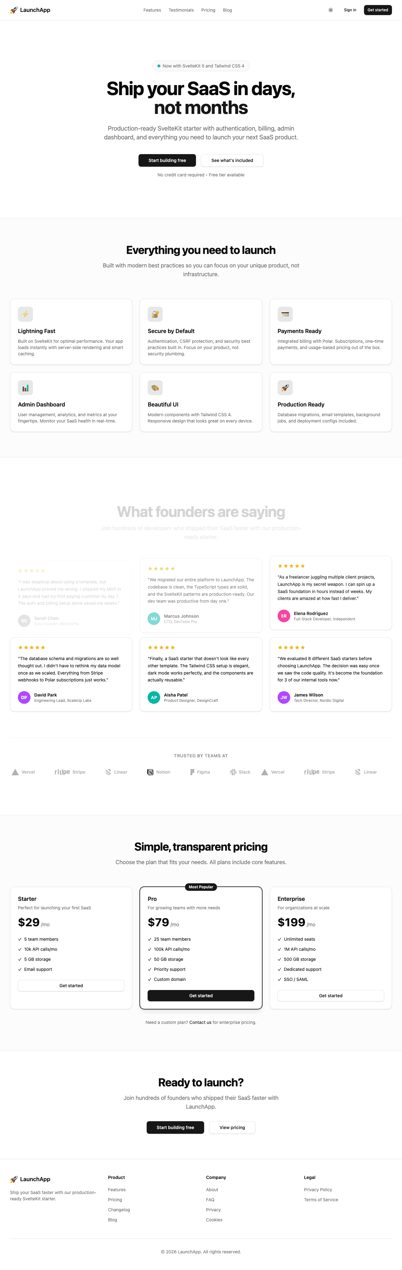 SvelteKit template landing page