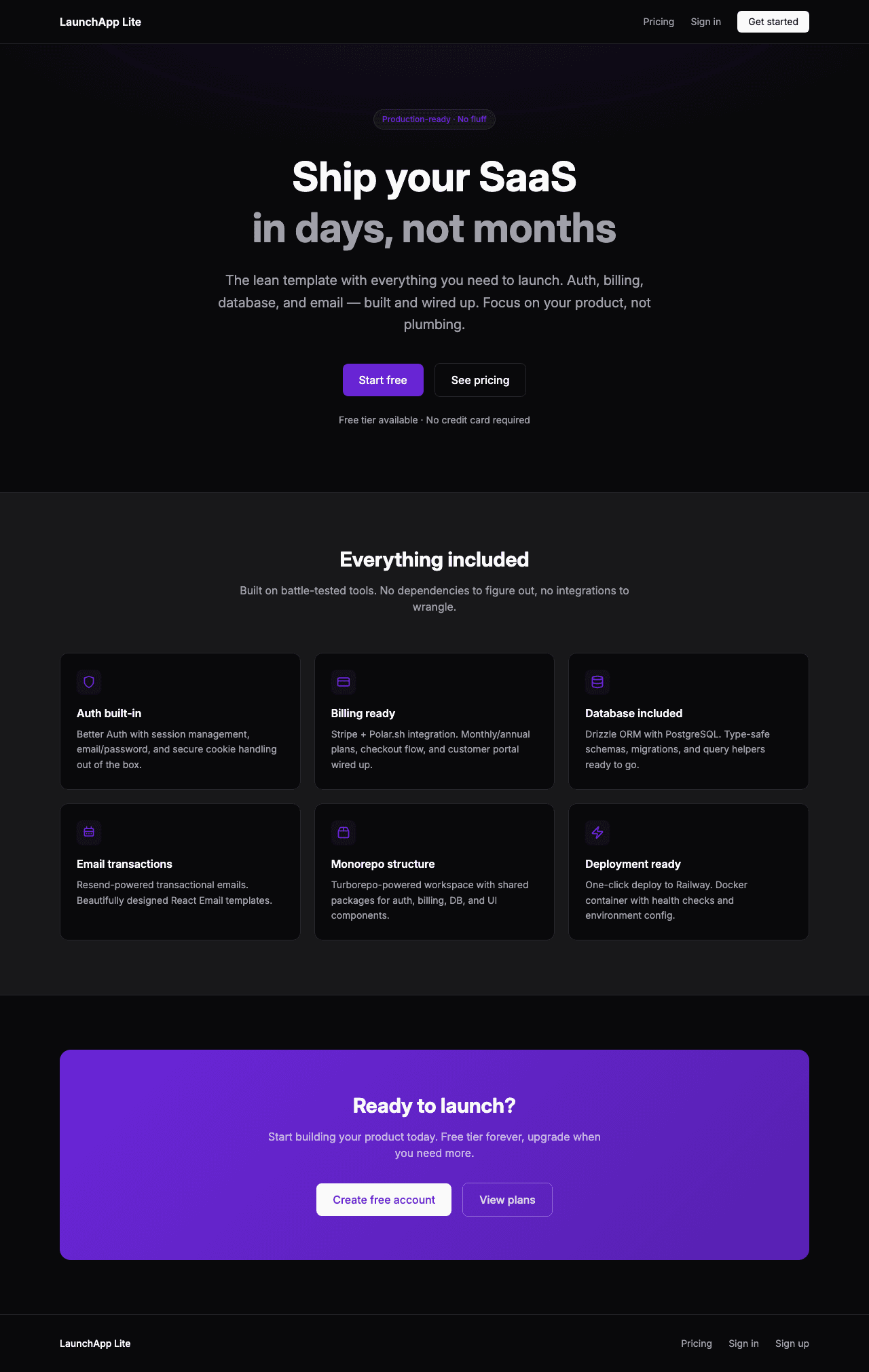 Lite template preview
