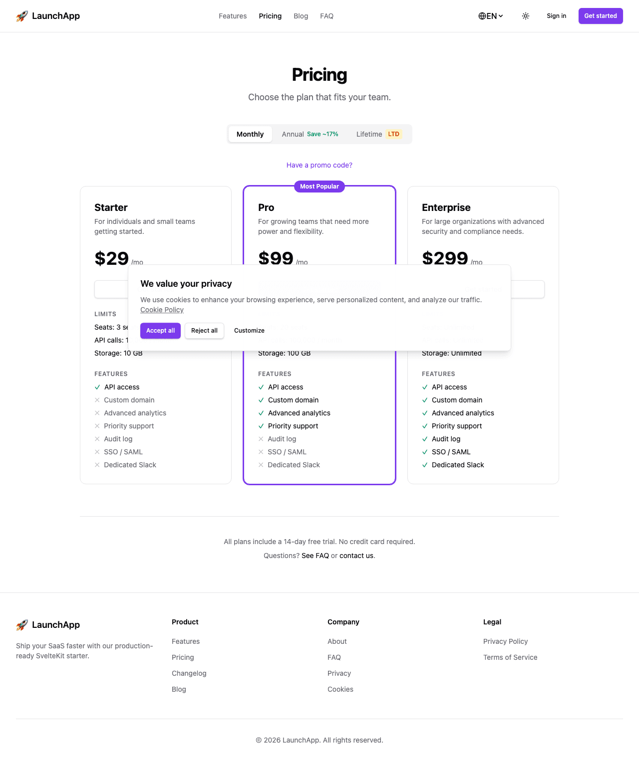 SvelteKit Pricing